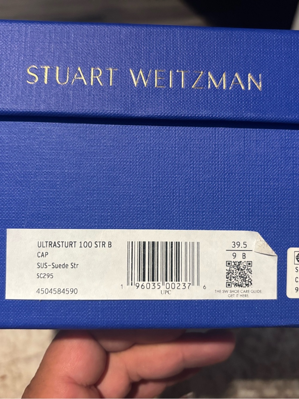 Stuart Weitzman Cobalt Blue Shoe Box with Gold Logo - Picture 3 of 6